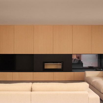 Móvel sala em carvalho com recuperador embutido